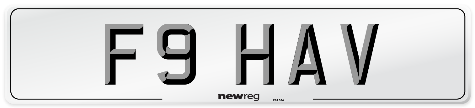 F9 HAV Number Plate from New Reg